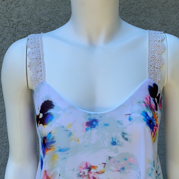 Decree JCP Watercolor Floral Cropped Chiffon Blouse Tank Top Shirt 👚 - Picture 2 of 10